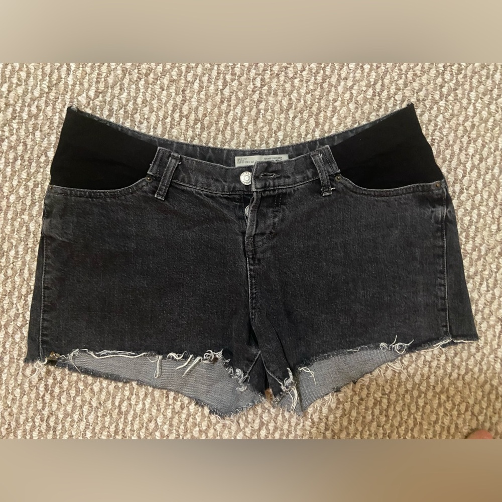 Topshop MATERNITY Faded Black Jean Shorts, Size 12